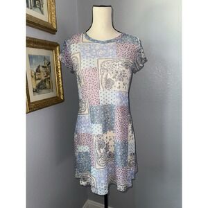 Altar'd State Dress Large Patchwork Print MicroMesh Lined Boho Whimsy Pastel
